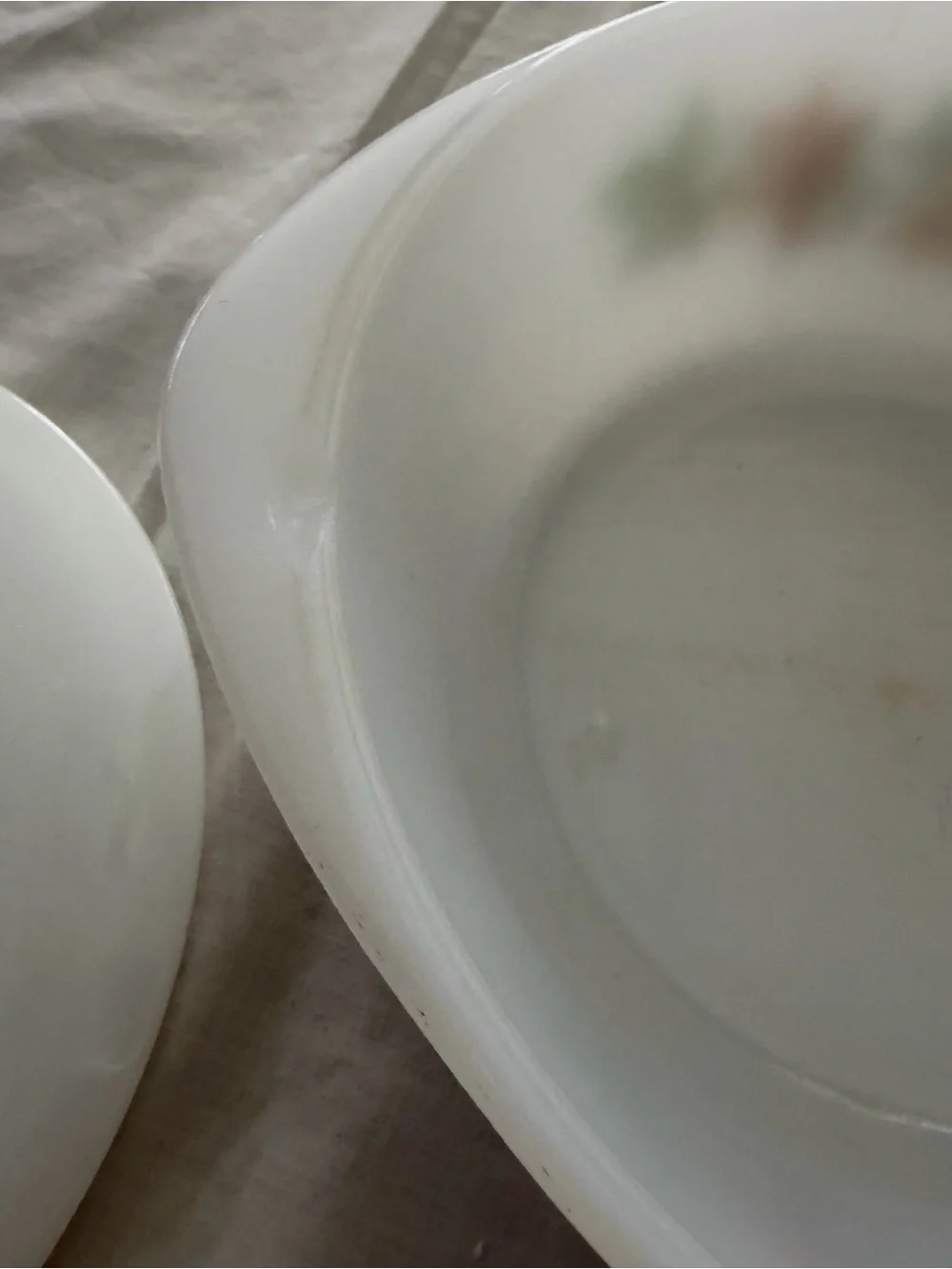 Glasbake White Milk Glass Casserole with Autumn Leaf Motif